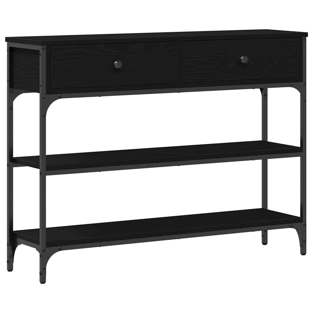 Konsolbord med skuffe Sort eg 100 x 25 x 75 cm Konstrueret træ