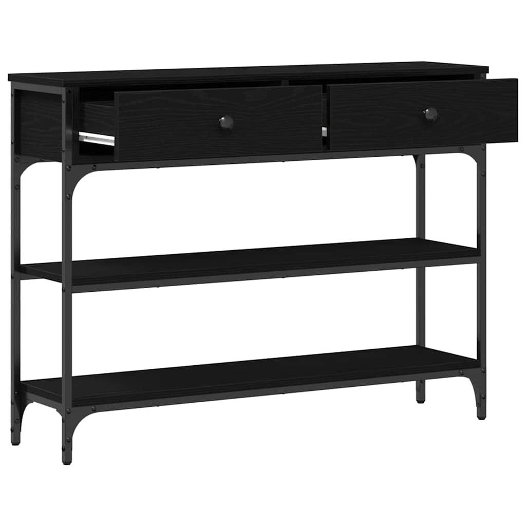 Konsolbord med skuffe Sort eg 100 x 25 x 75 cm Konstrueret træ