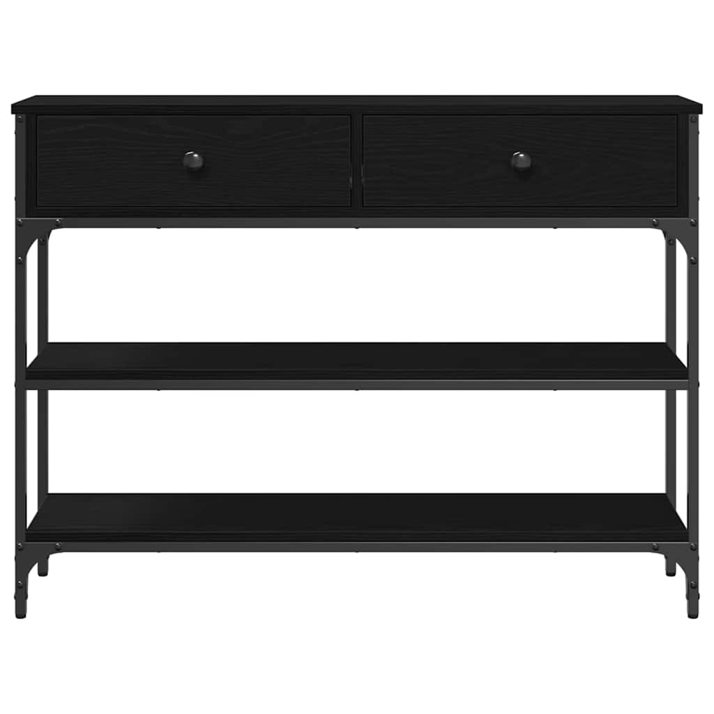 Konsolbord med skuffe Sort eg 100 x 25 x 75 cm Konstrueret træ