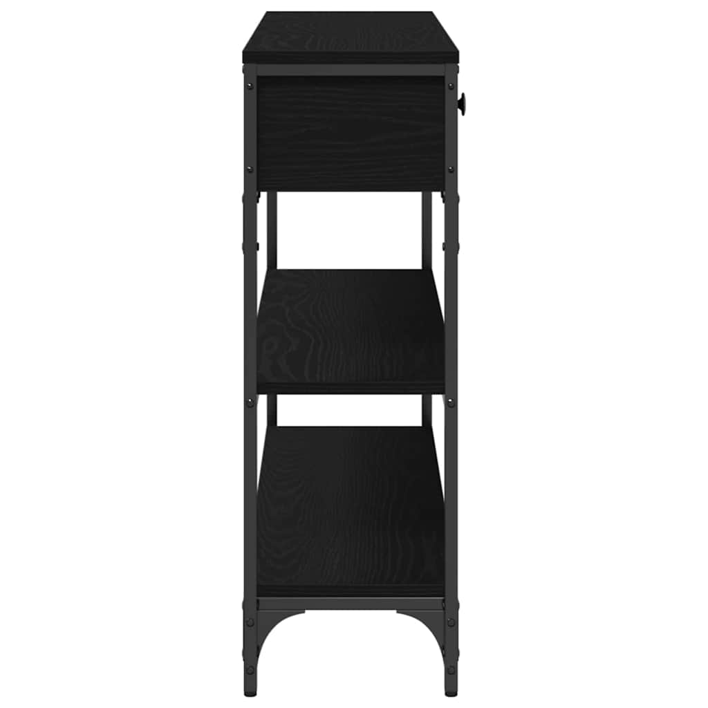 Konsolbord med skuffe Sort eg 100 x 25 x 75 cm Konstrueret træ