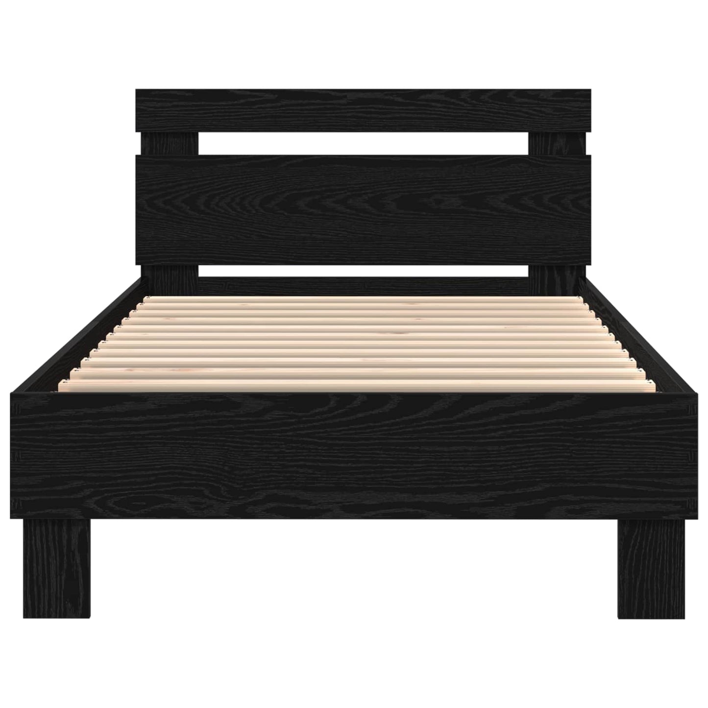Sengestel med LED Sort eg 100 x 200 cm Konstrueret træ