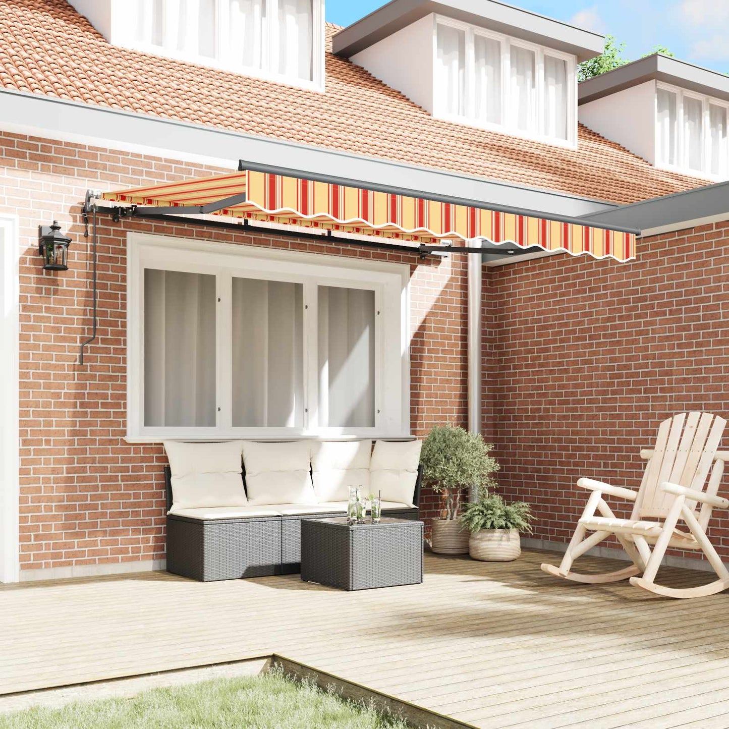 Utrækkelig Markise Gul og orange 250 x 200 cm Stof