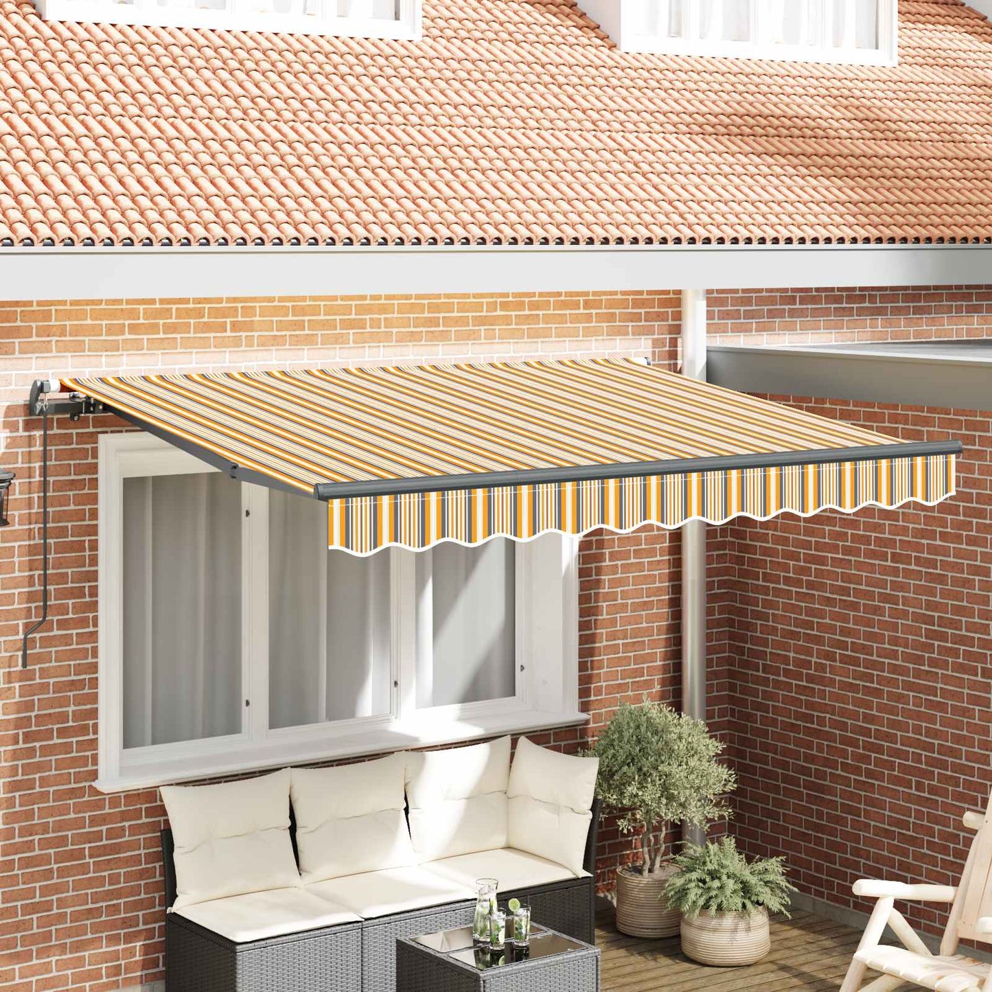 Utrækkelig Markise Gul og Grå 250 x 200 cm Stof