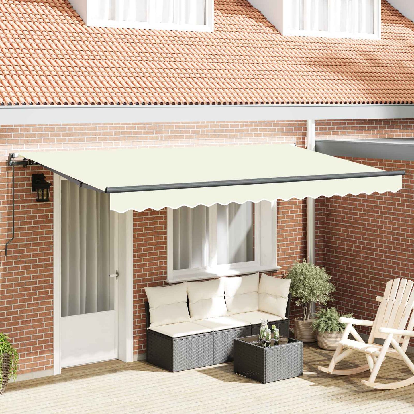 Utrækkelig Markise Creme 350 x 200 cm Stof
