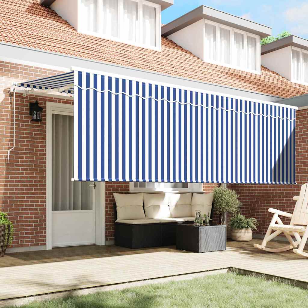 Utrækkelig Markise Stribet Blå 350 x 200 cm Stof