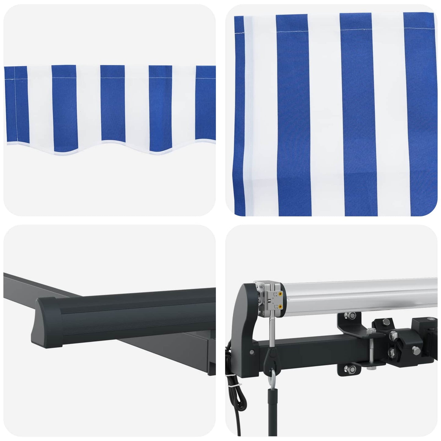 Utrækkelig Markise Blå og Hvid 350 x 200 cm
