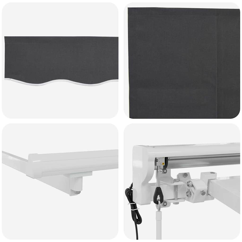 Utrækkelig Markise Antracit 350 x 200 cm Polyester og Aluminium