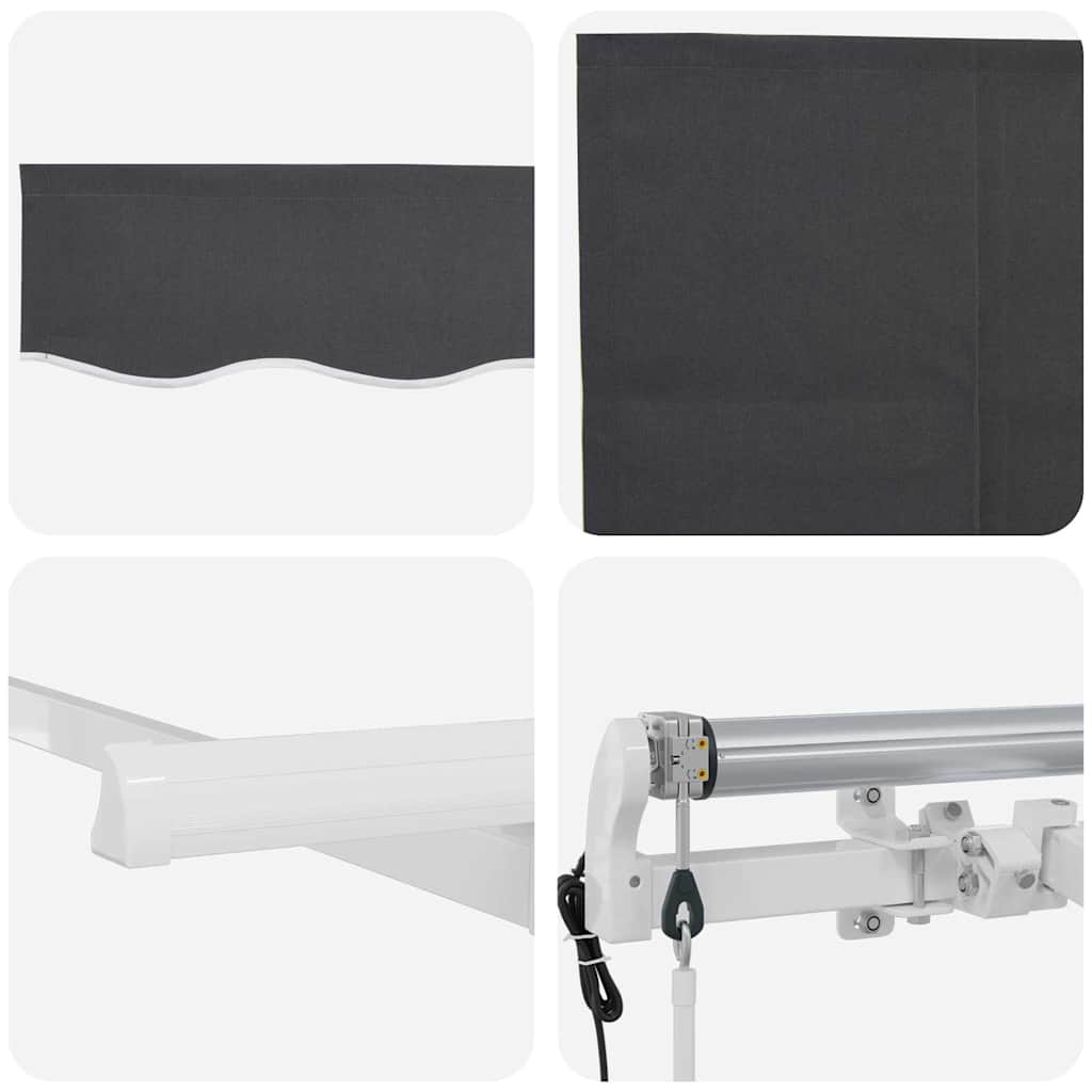 Utrækkelig Markise Antracit 350 x 200 cm Polyester og Aluminium