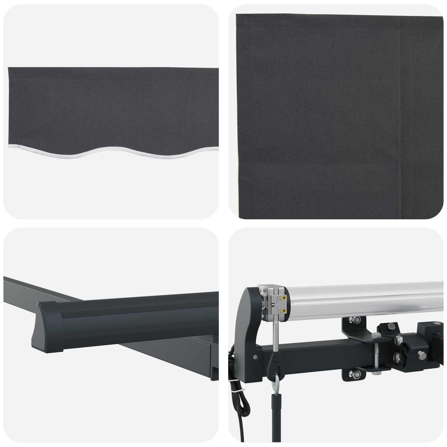 Utrækkelig Markise Antracit 350 x 200 cm Polyester og Aluminium