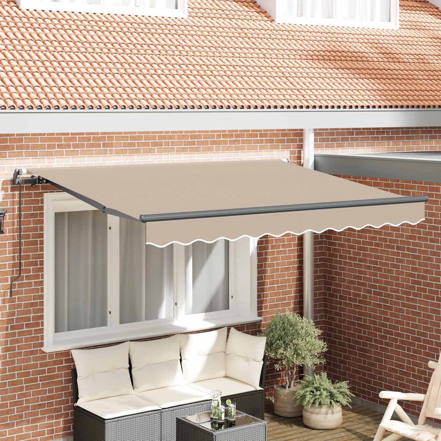 Udtrækkelig markise Beige 350 x 200 cm Stof