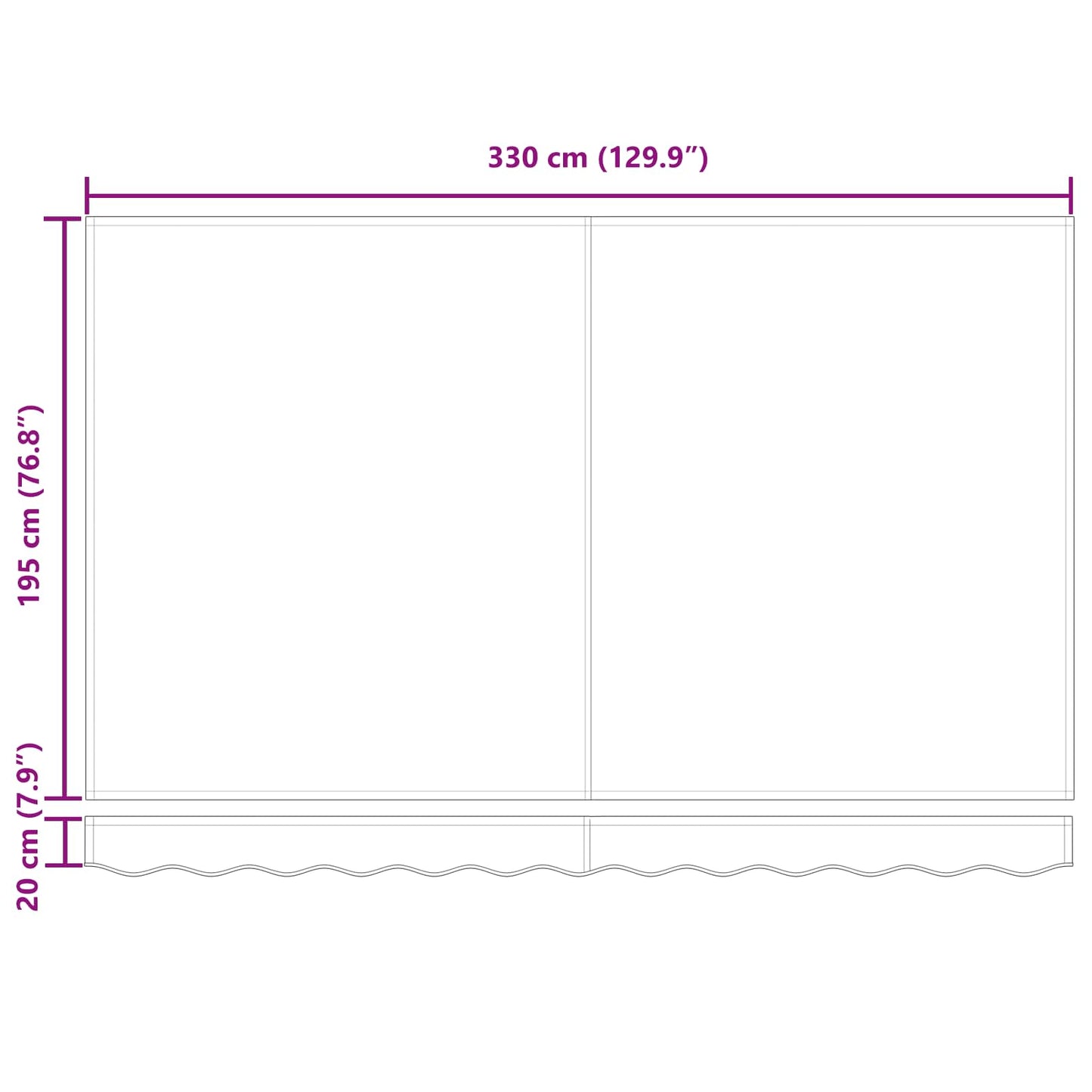 Udtrækkelig markise Beige 350 x 200 cm Stof