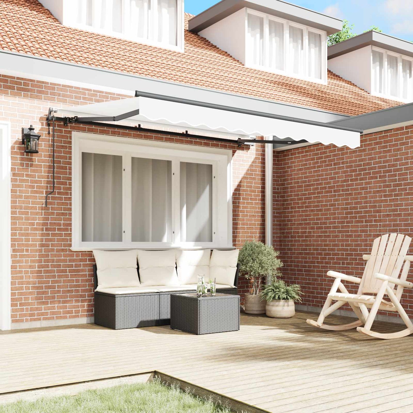 Utrækkelig Markise Hvid 350 x 200 cm Stof