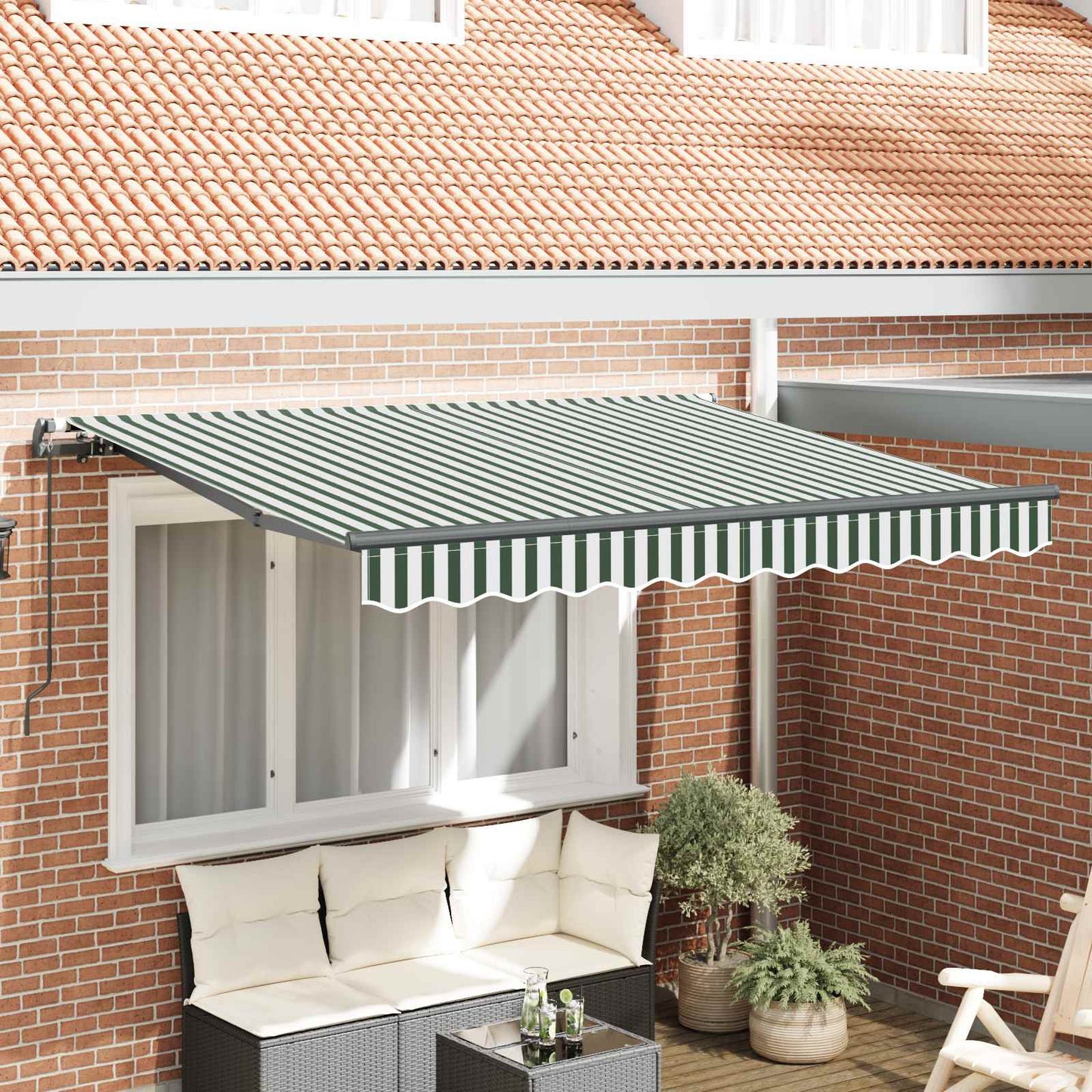 Utrækkelig Markise Grøn 350 x 200 cm Stof