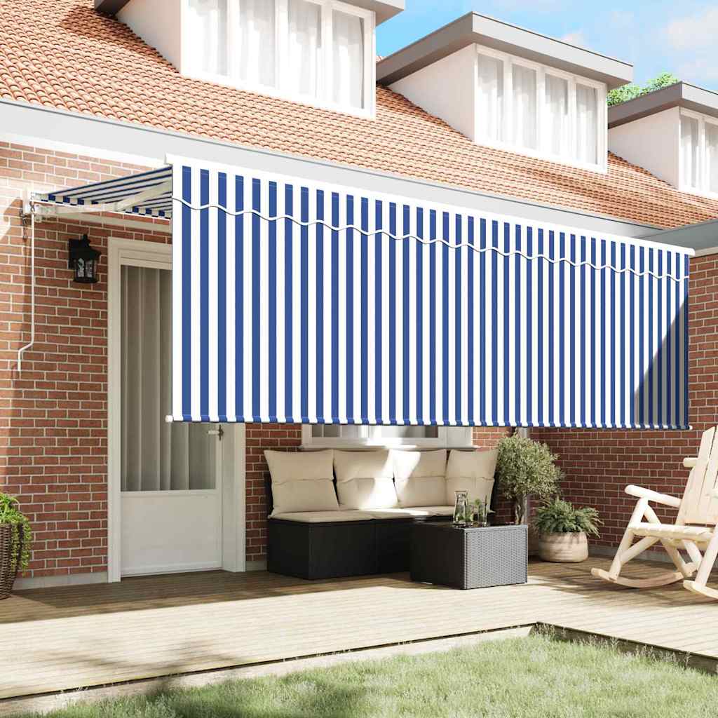 Utrækkelig Markise Blå og Hvid 400 x 200 cm
