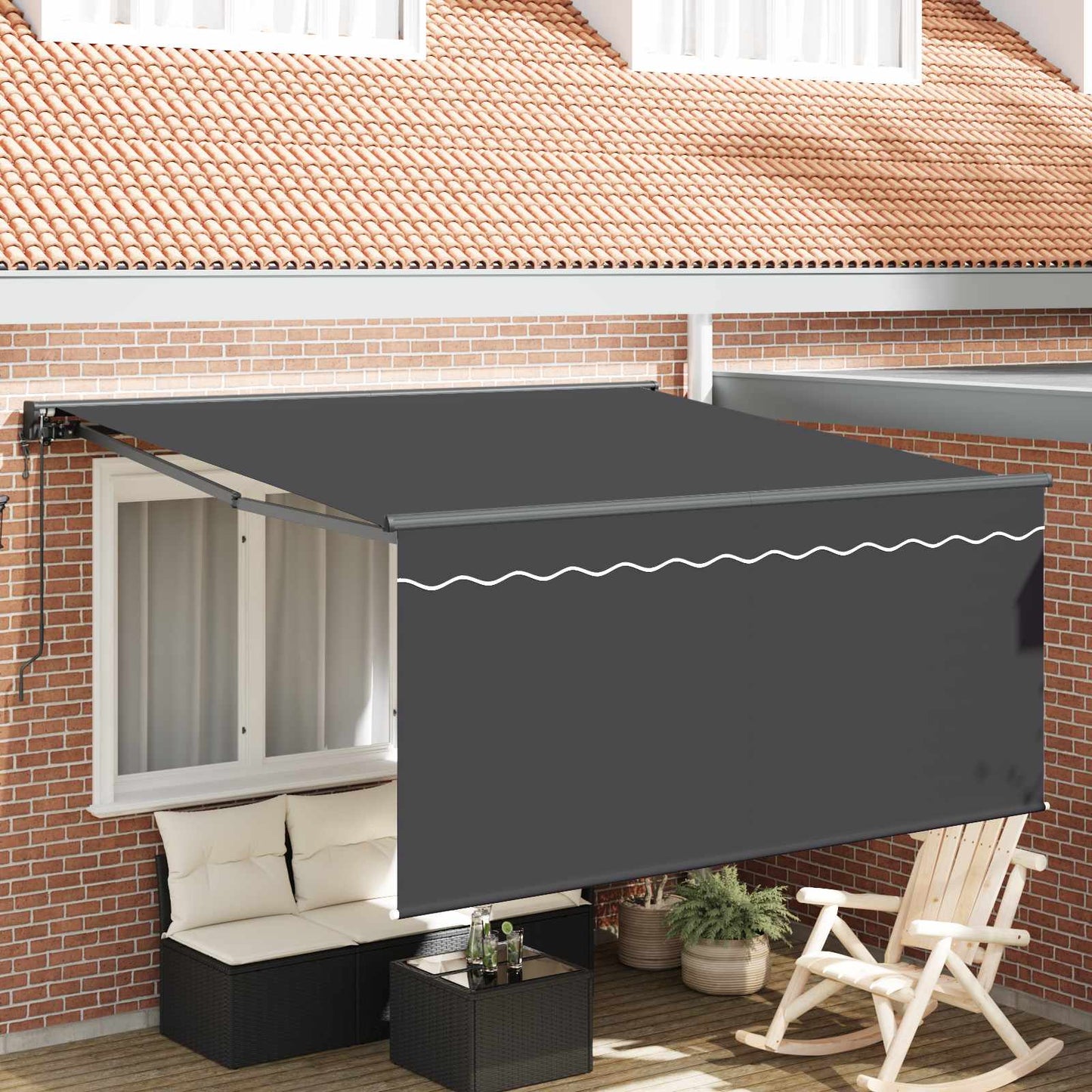 Utrækkelig Markise Antracit 300 x 250 cm Polyester og Aluminium