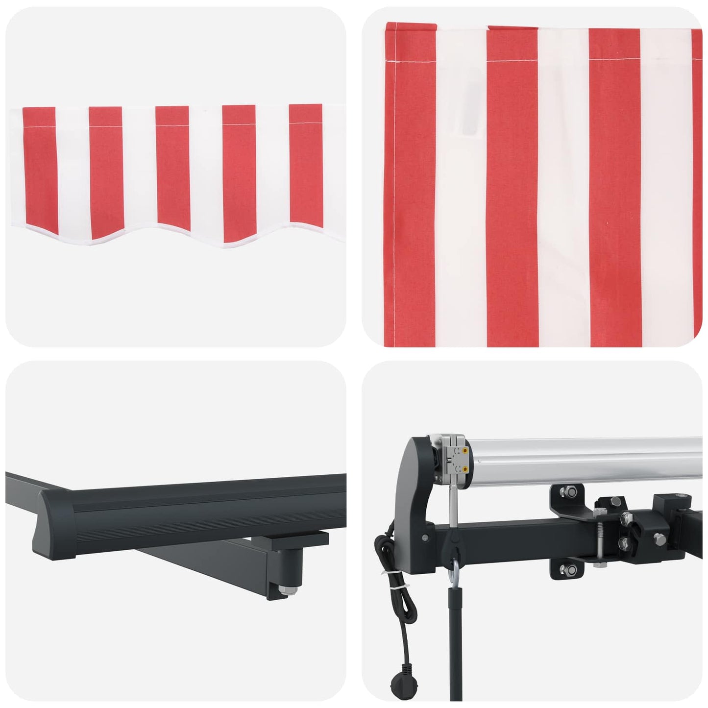 Udtrækkelig markise Rød og Hvid 300 x 250 cm Stof og aluminium