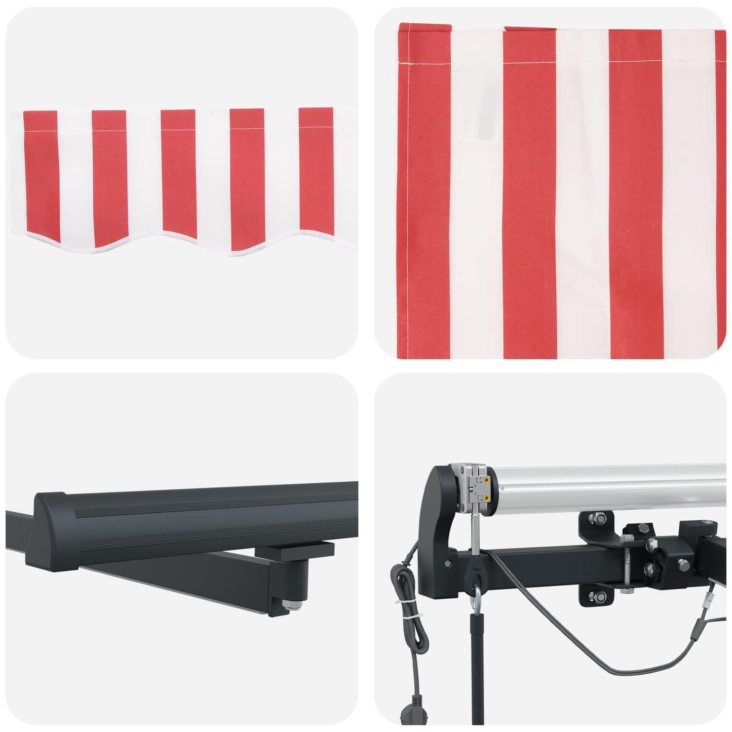 Udtrækkelig markise Rød og Hvid 300 x 250 cm Polyester