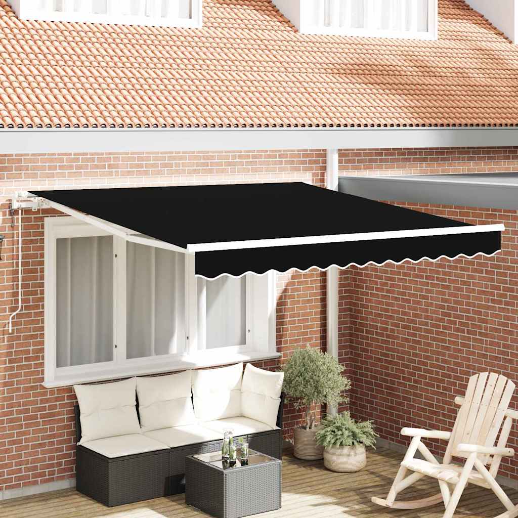 Udtrækkelig markise Sort 300 x 250 cm Stof og aluminium