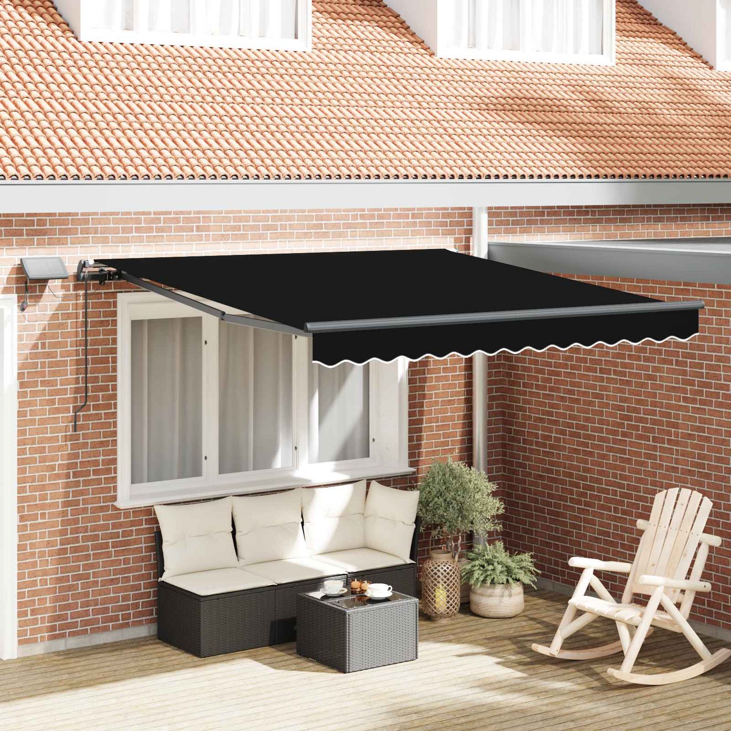 Udtrækkelig markise Sort 300 x 250 cm Stof og aluminium