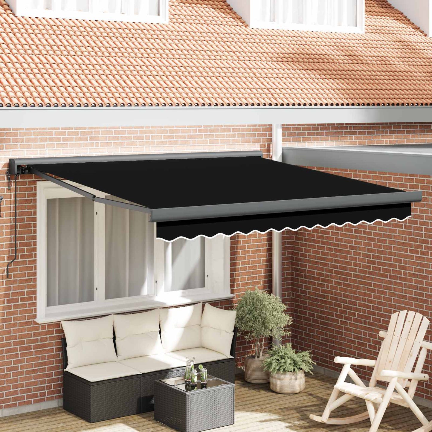 Udtrækkelig markise Sort 300 x 250 x 165 cm Stof og Metal