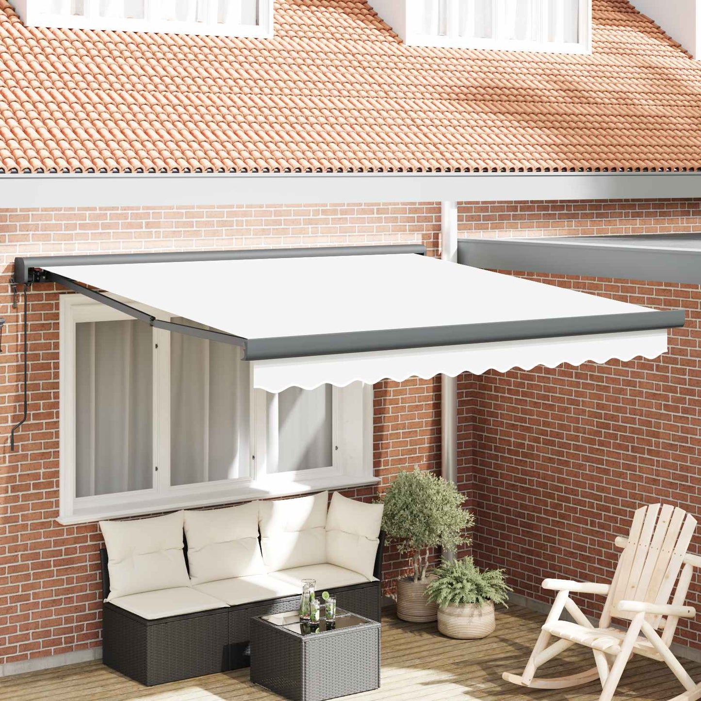 Udtrækkelig markise Hvid 300 x 250 x 165 cm Stof og Metal