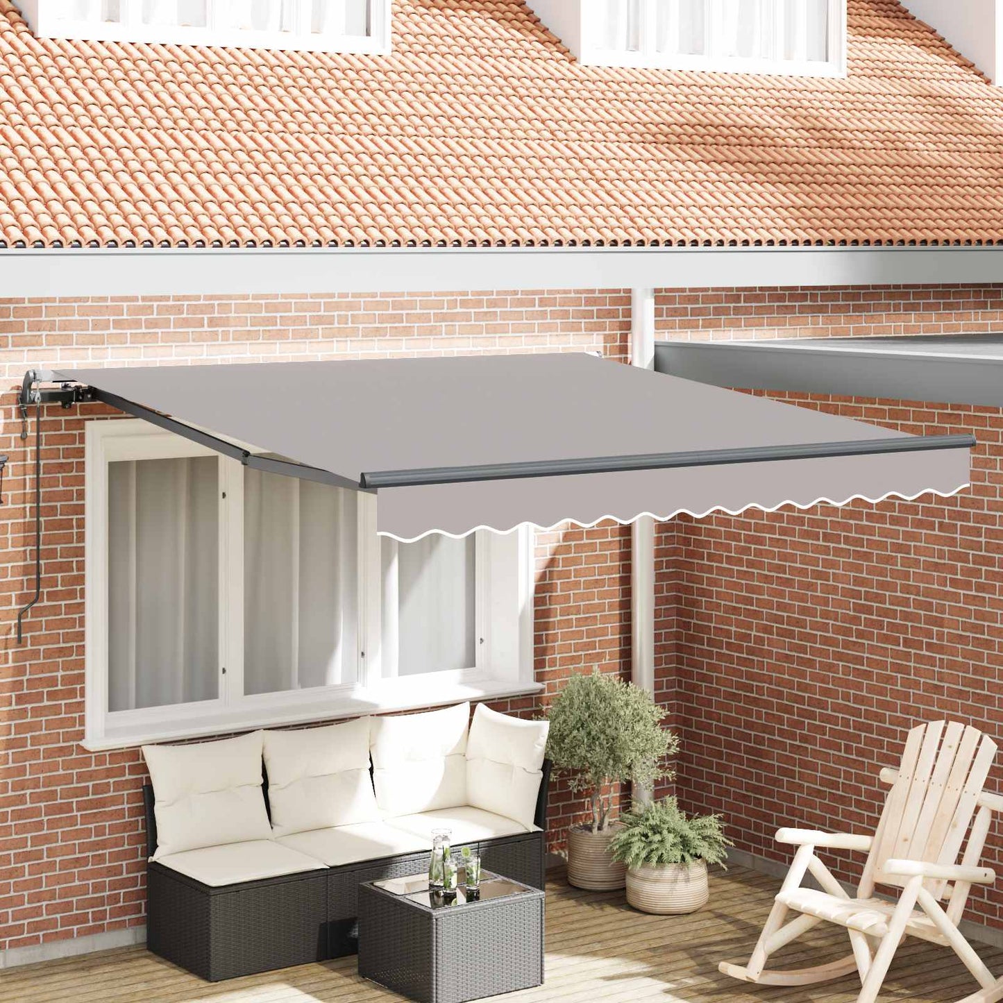 Udtrækkelig markise Lysegrå 300 x 250 cm Stof og aluminium