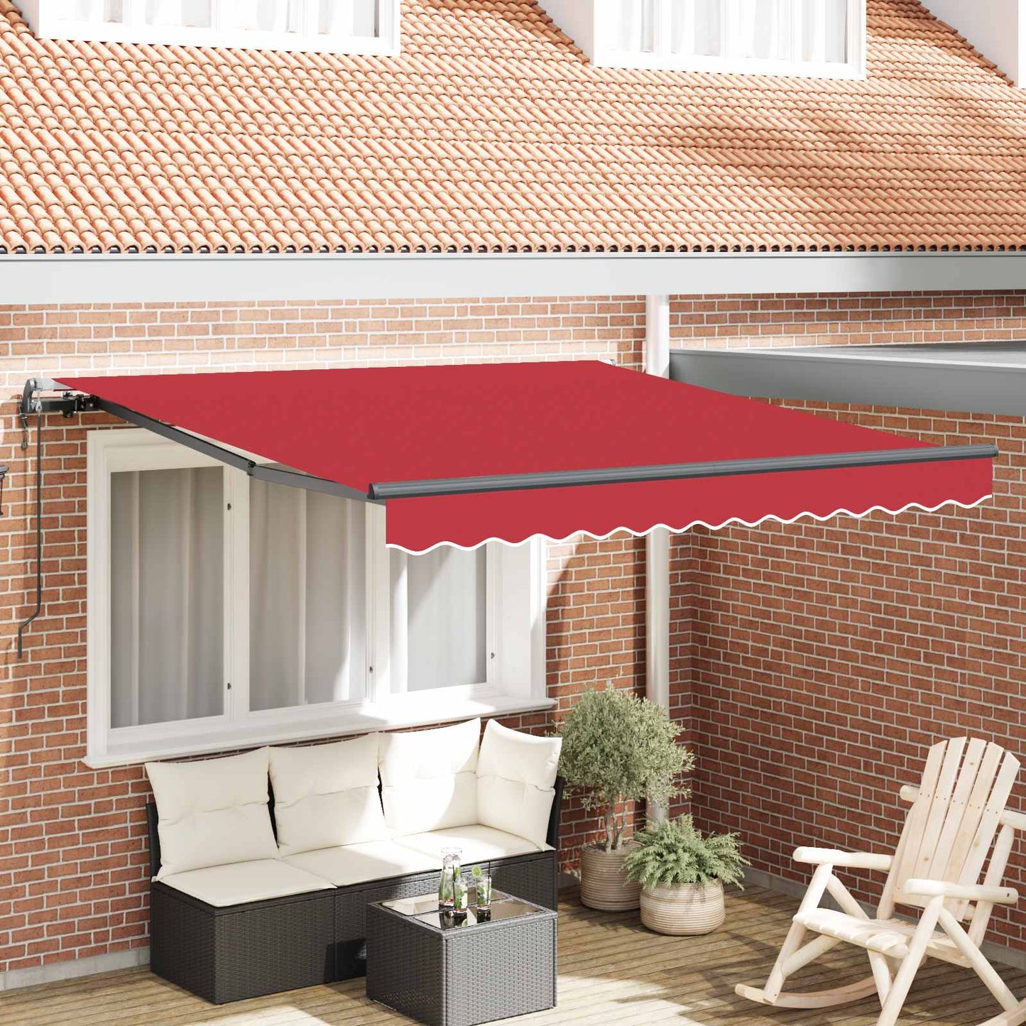 Udtrækkelig markise Rød 300 x 250 cm Stof og aluminium