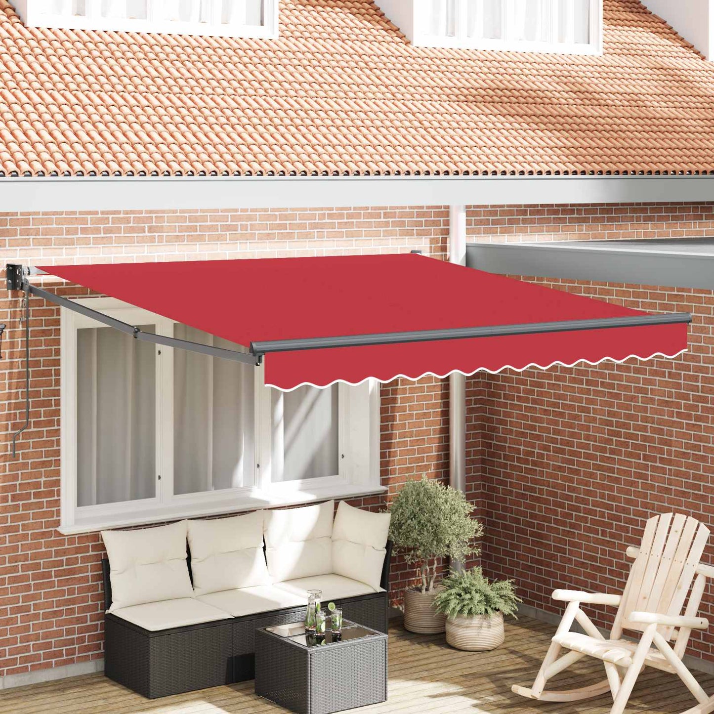 Udtrækkelig markise Rød 300 x 250 x 165 cm Polyester og metal