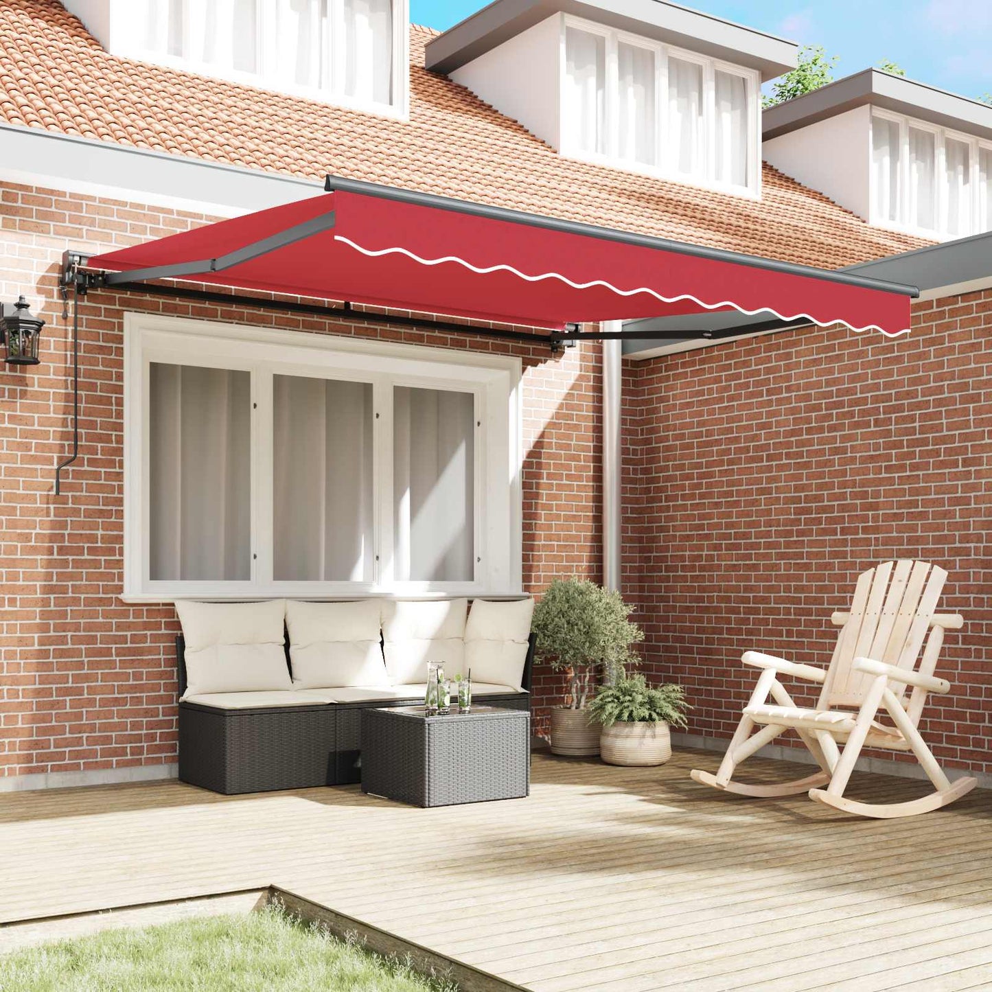 Markiseramme Rød 300 x 250 cm Polyester med PU belægning