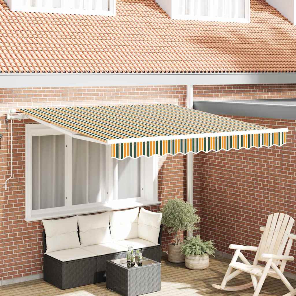 Udtrækkelig markise Grøn og gul 300 x 250 cm Stof og aluminium