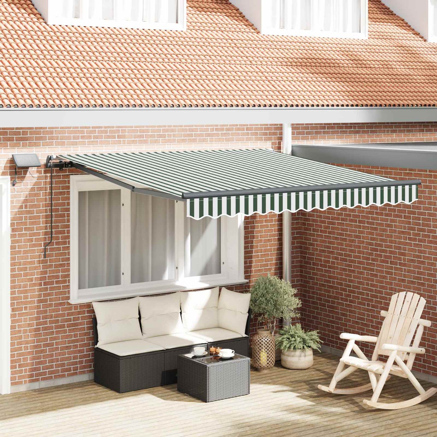 Udtrækkelig markise Grøn og Hvid 300 x 250 cm Stof og aluminium