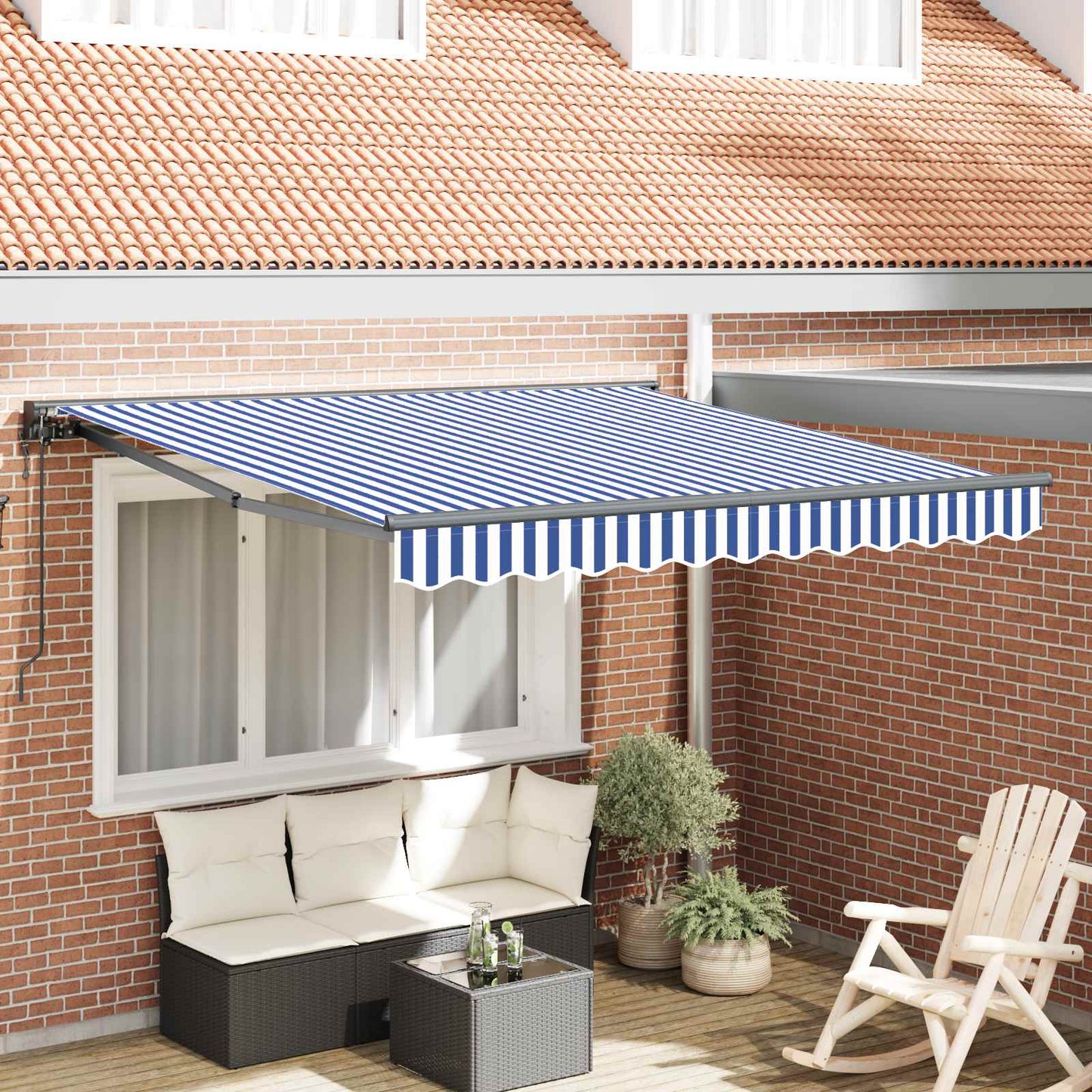 Markiseramme Blå og Hvid 350 x 250 cm
