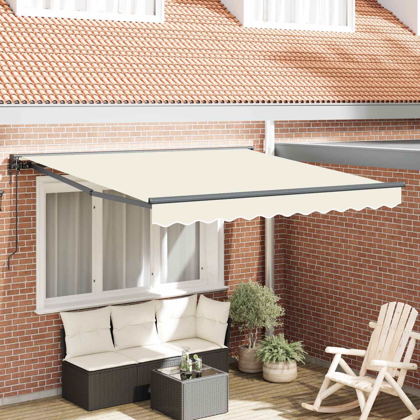 Markiseramme Creme 350 x 250 cm Polyester med PU belægning
