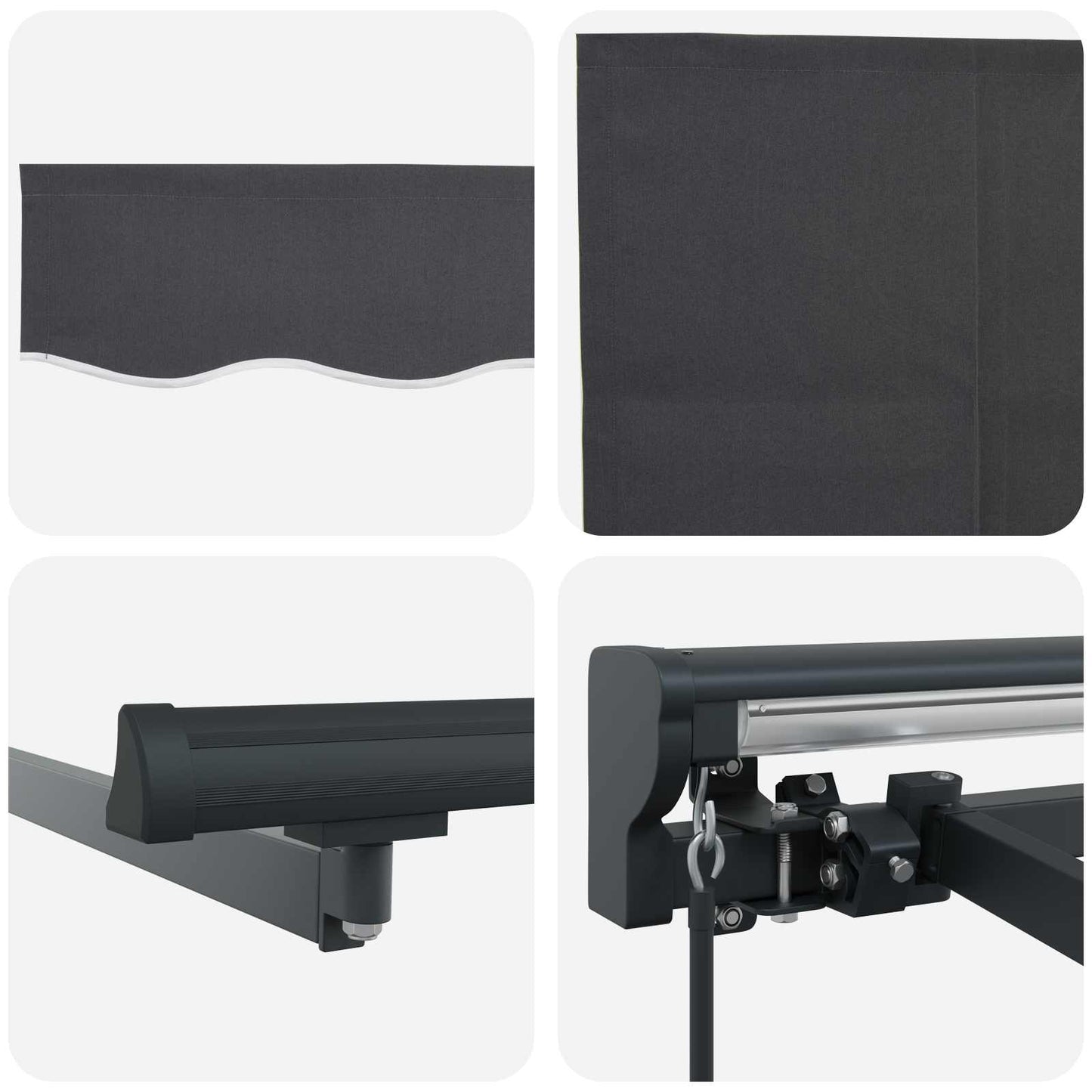 Utrækkelig Markise Antracit 350 x 250 cm Polyester og Aluminium