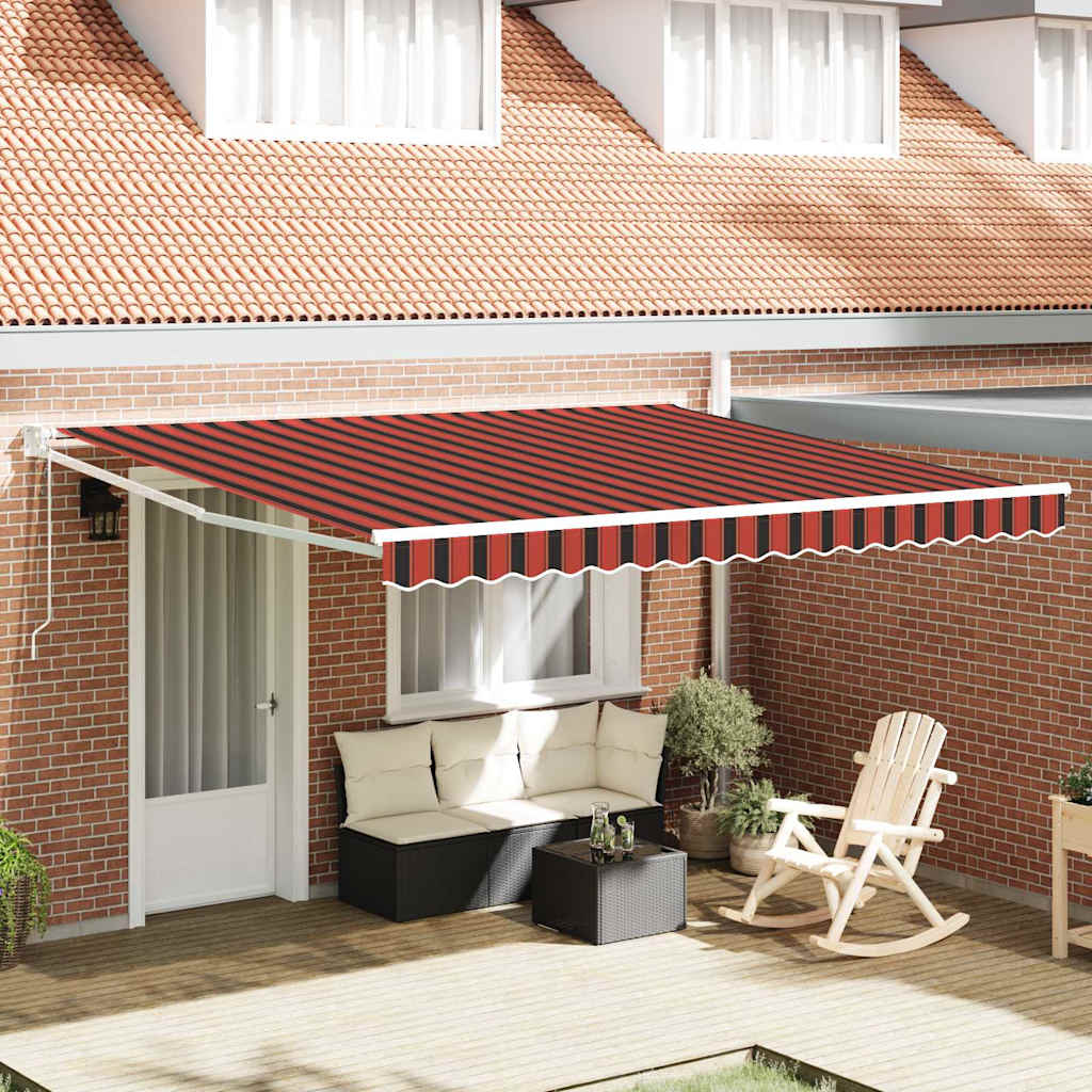 Udtrækkelig markise Rød og Sort 350 x 250 cm Stof og aluminium
