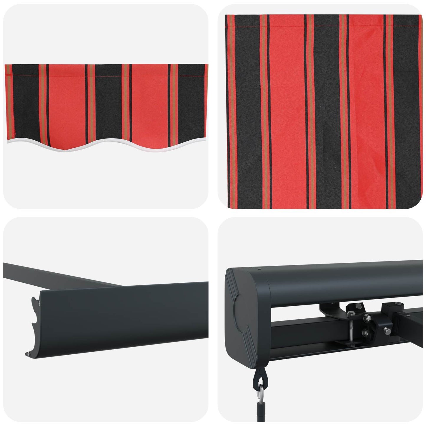 Udtrækkelig markise Rød og Sort 350 x 250 cm