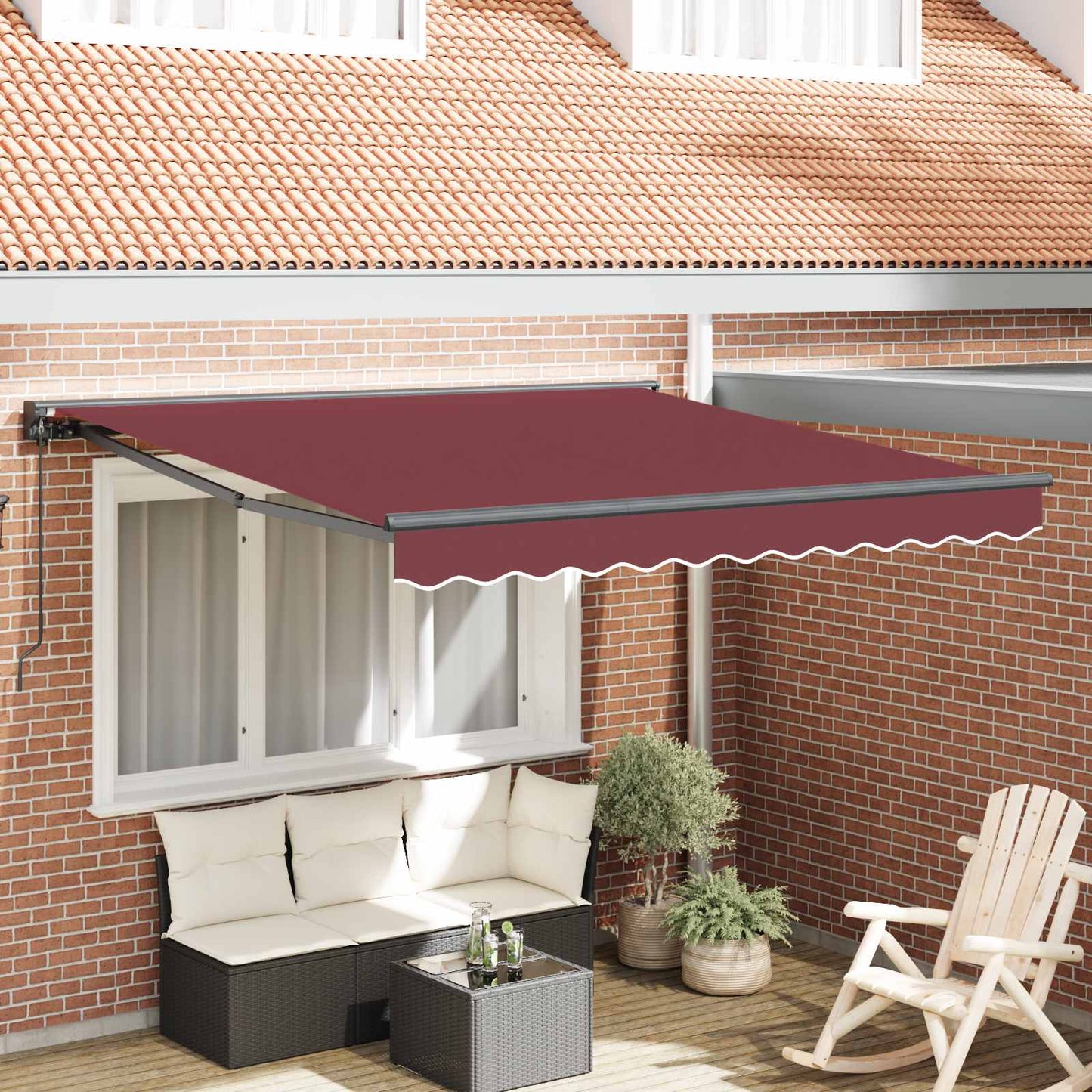 Markiseramme Bordeaux 350 x 250 cm Polyester med PU belægning