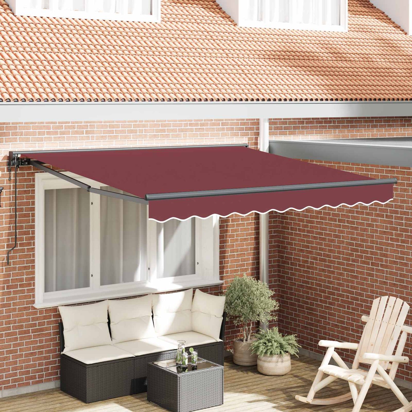 Markiseramme Bordeaux 350 x 250 cm Polyester med PU belægning