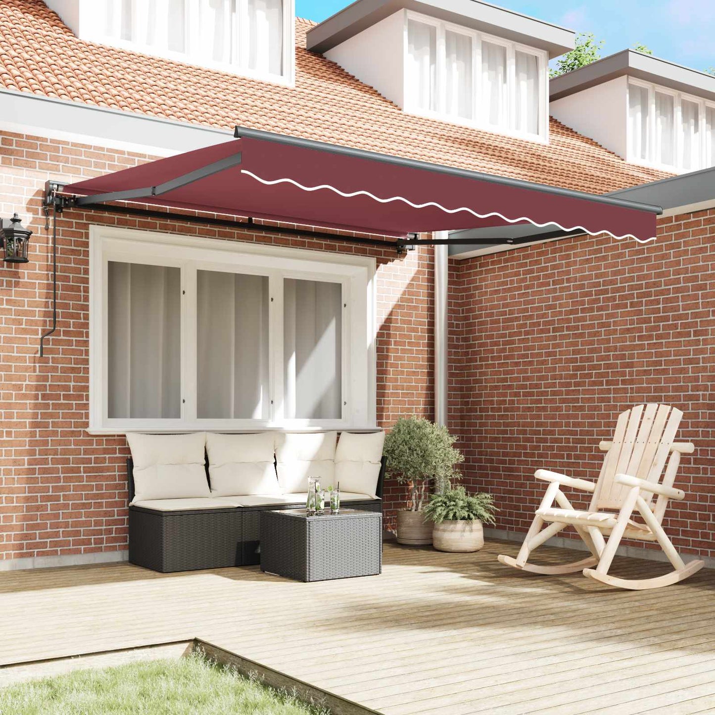 Markiseramme Bordeaux 350 x 250 cm Polyester med PU belægning