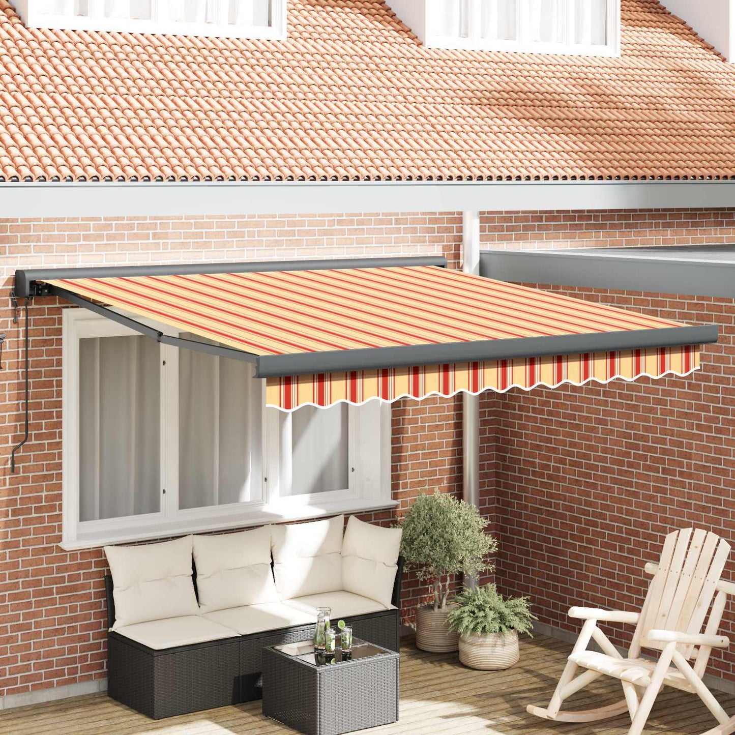 Udtrækkelig markise Gul og orange 350 x 250 x 165 cm