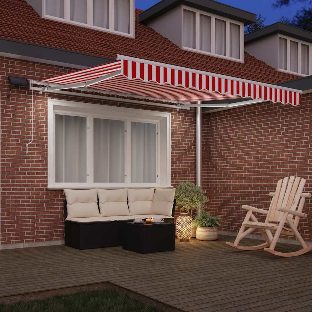 Udtrækkelig markise Rød og Hvid 350 x 250 cm Stof og aluminium