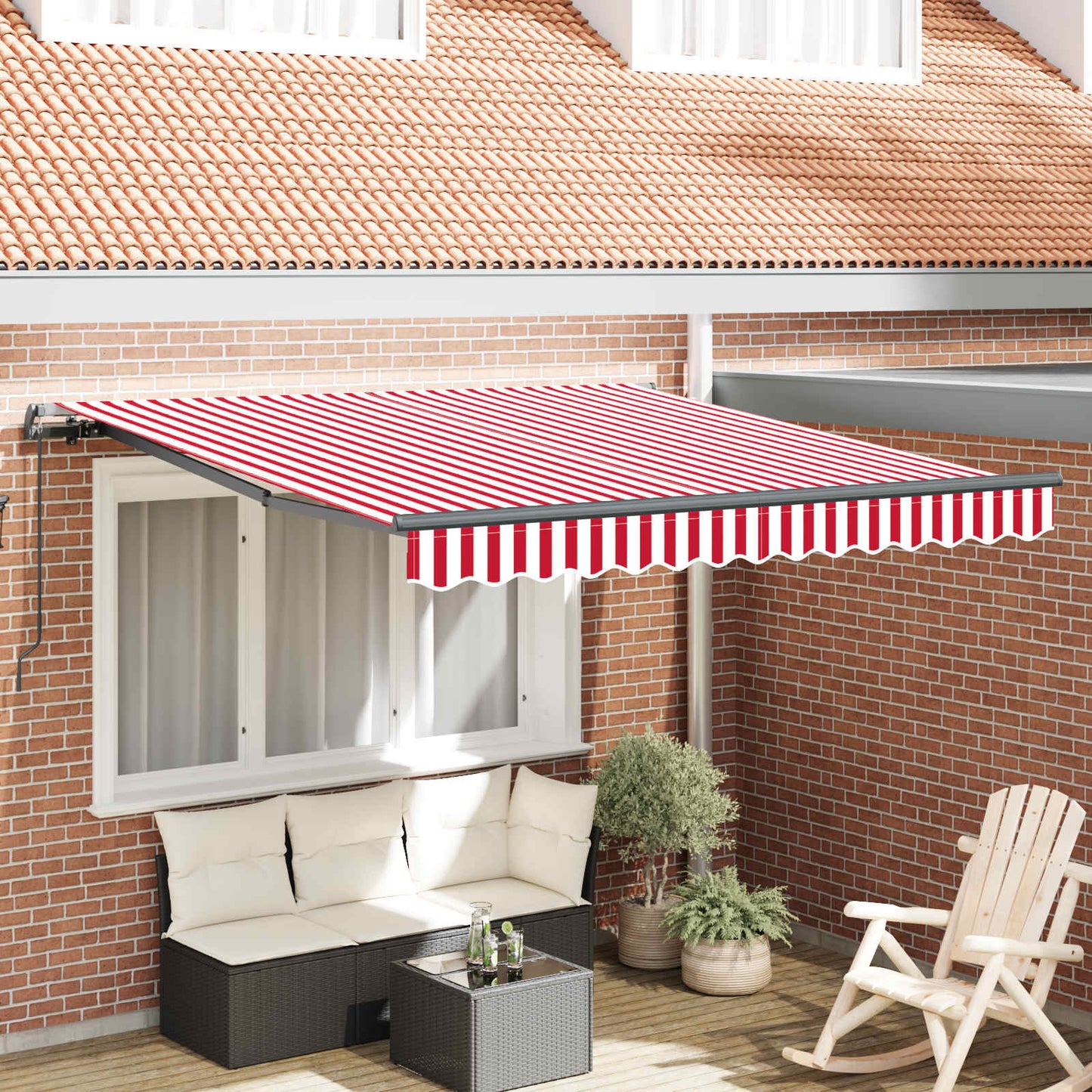Udtrækkelig markise Rød og Hvid 350 x 250 cm