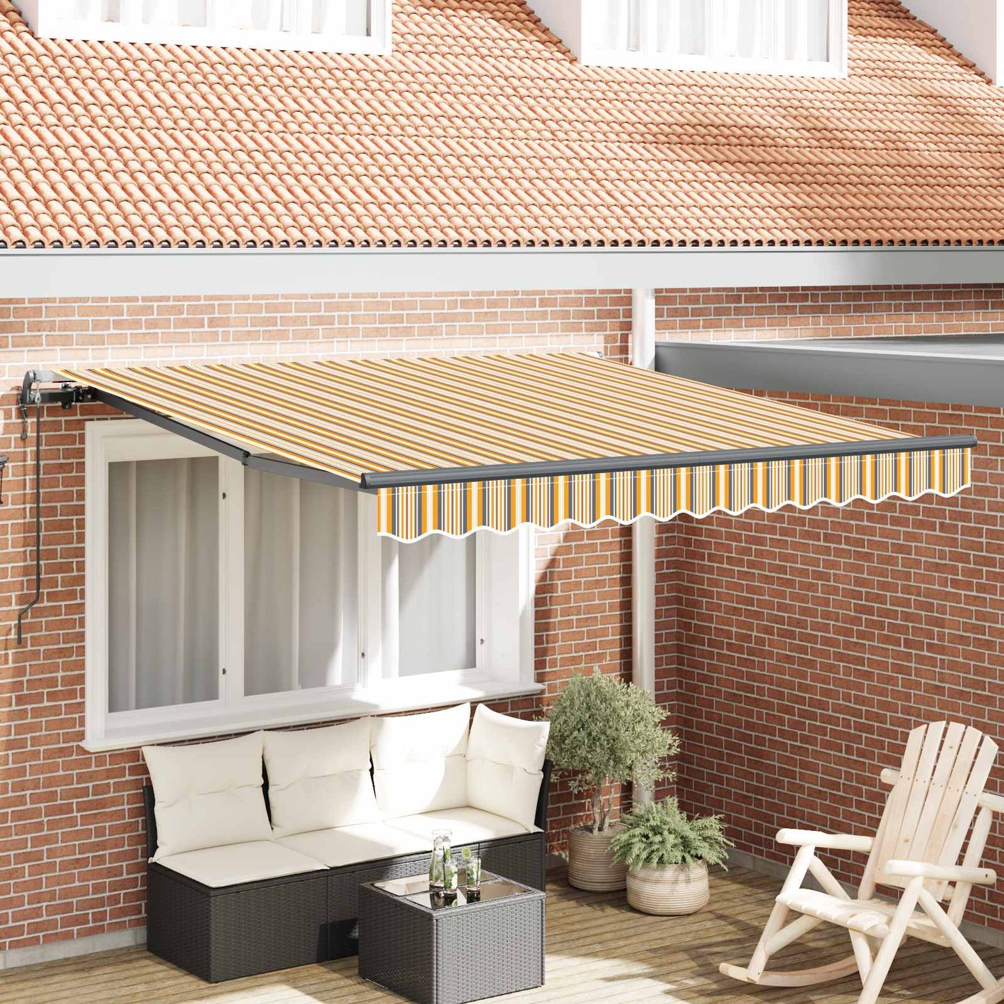 Udtrækkelig markise Flerfarvet 350 x 250 cm Stof og aluminium