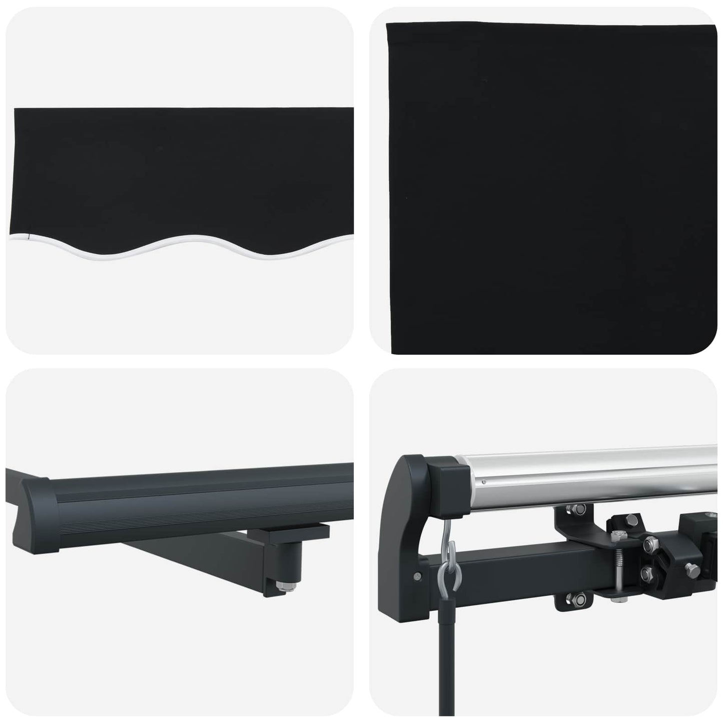 Udtrækkelig markise Sort 350 x 250 cm Polyester og Aluminium