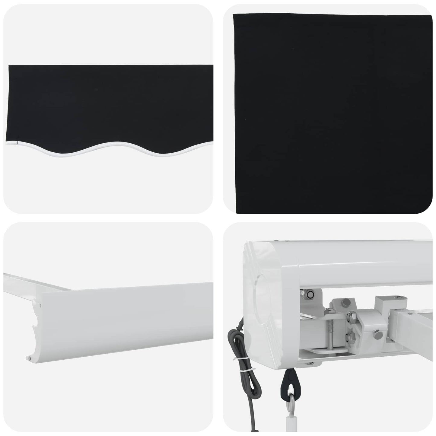 Udtrækkelig markise Sort 350 x 250 cm Stof og Metal
