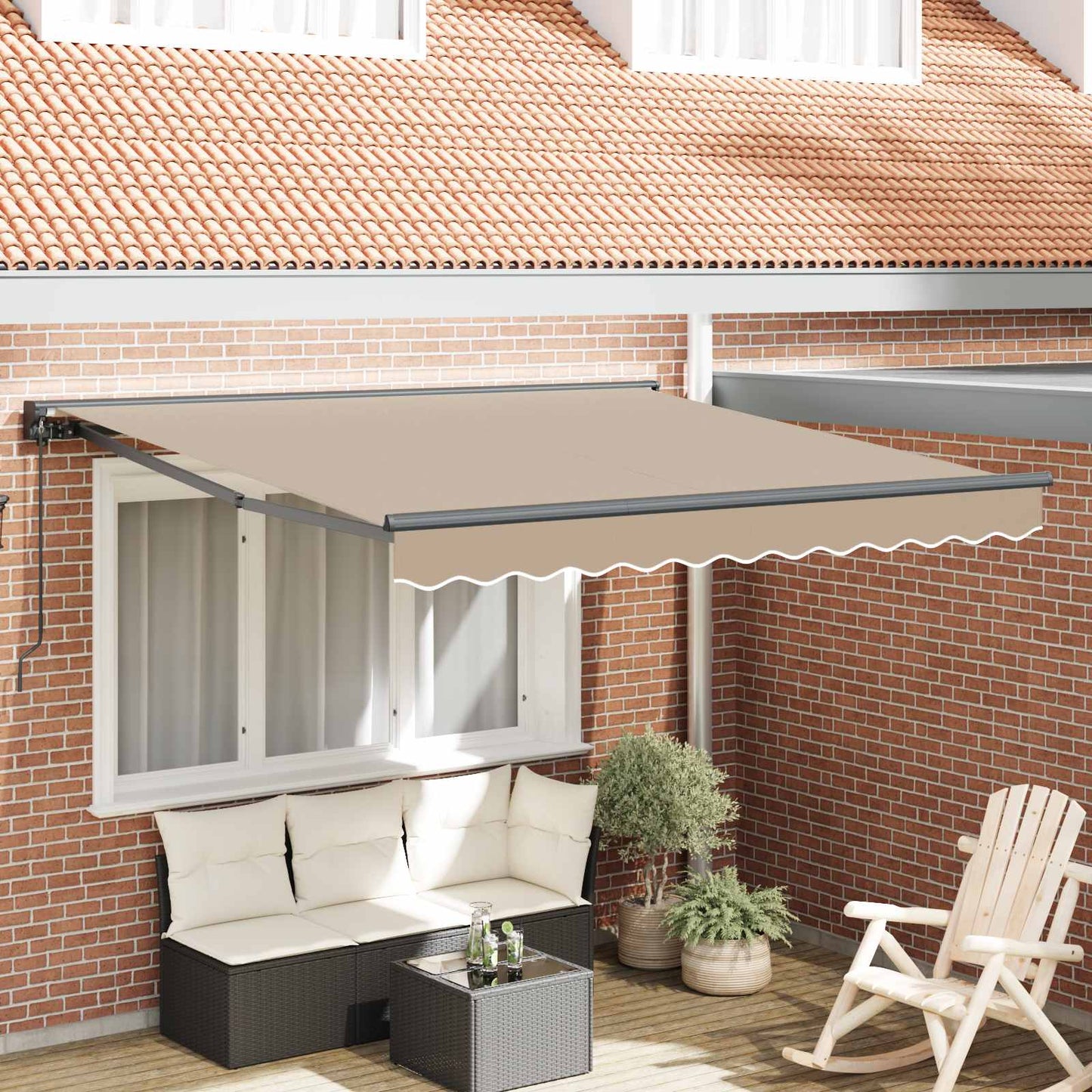 Markiseramme Beige 350 x 250 cm Polyester med PU belægning