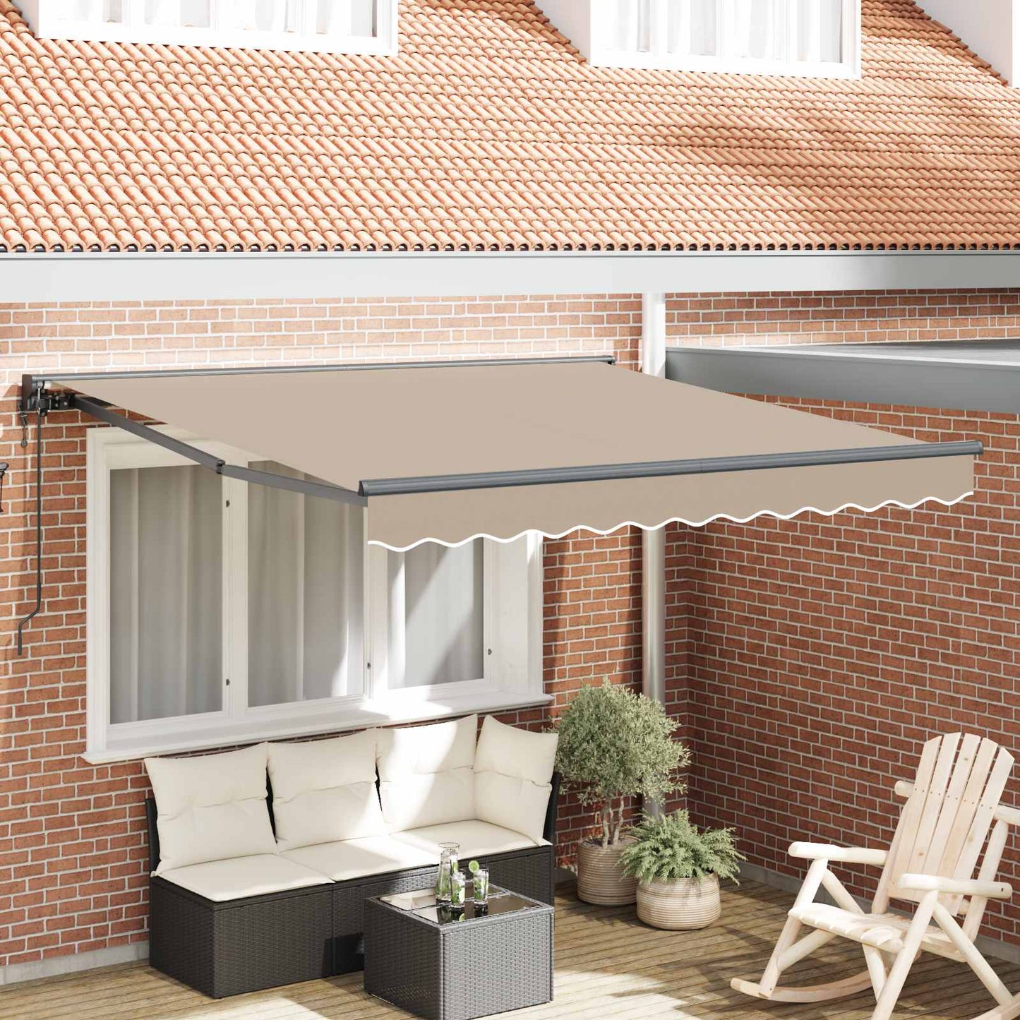 Markiseramme Beige 350 x 250 cm Polyester med PU belægning