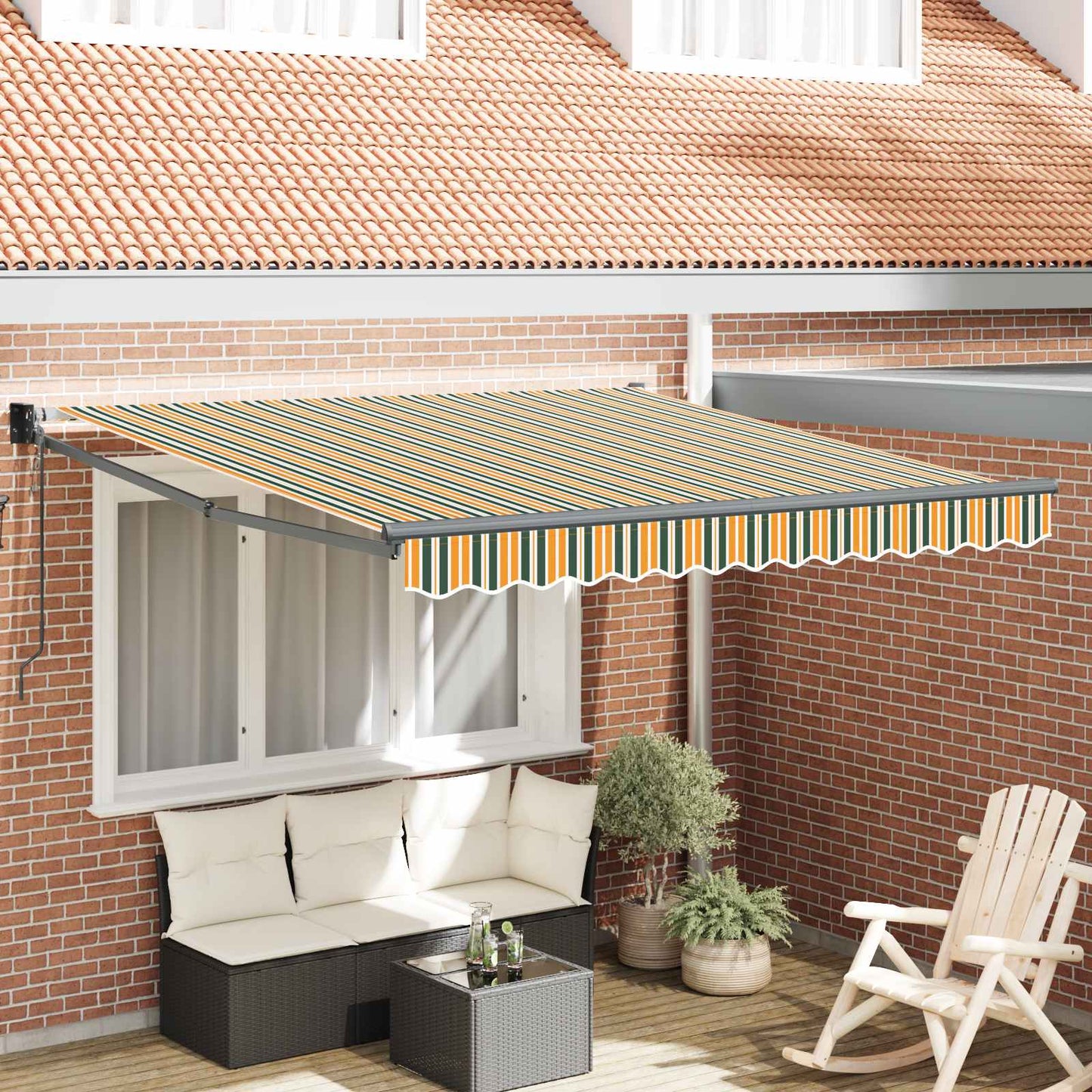 Udtrækkelig markise Flerfarvet 350 x 250 cm Polyester og metal