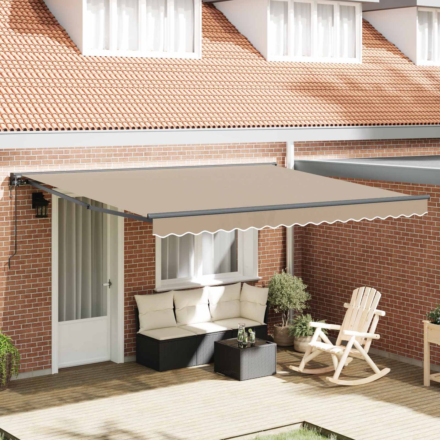 Markiseramme Beige 400 × 300 cm Polyester med PU belægning