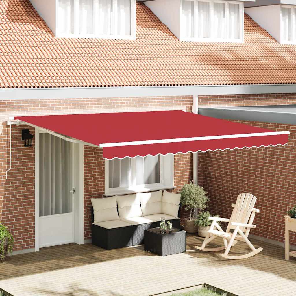 Udtrækkelig markise Rød 400 × 300 cm Polyester og Aluminium